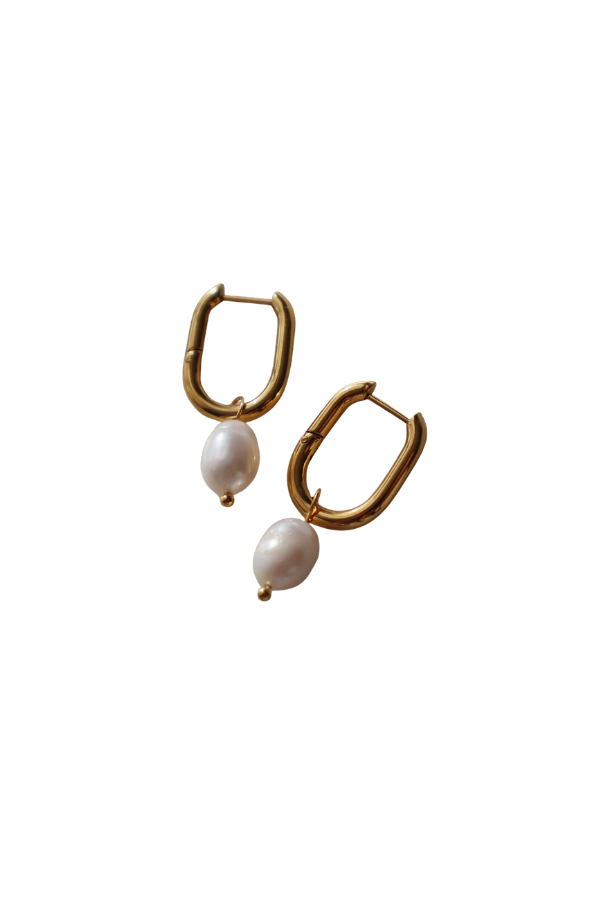 Grace Hoops Oval w/Pearl Drop