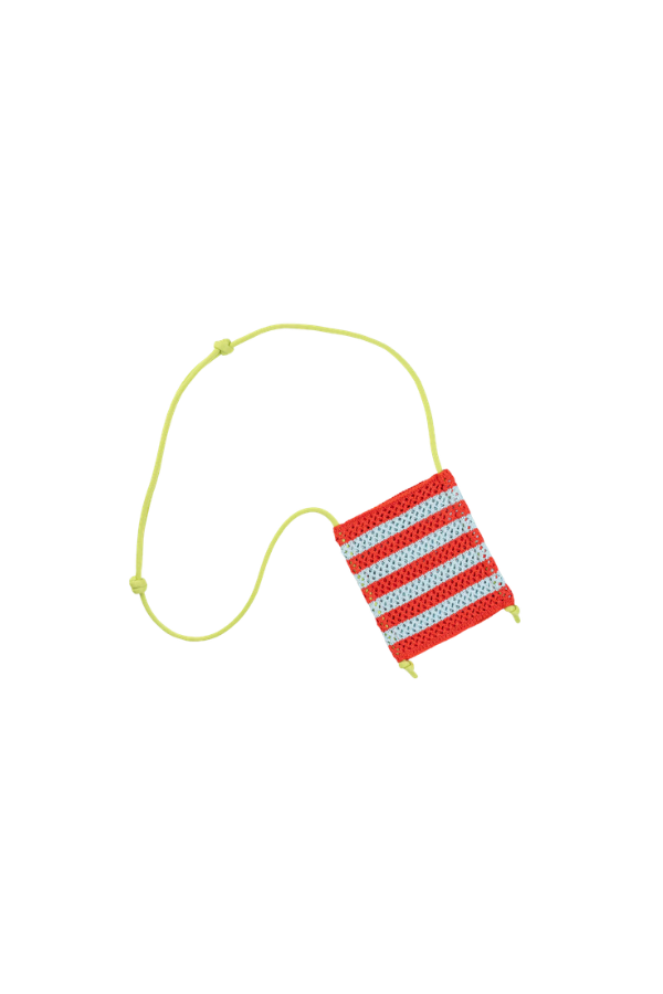 Stripe Raffia Phone Sling in Poppy Stone Blue