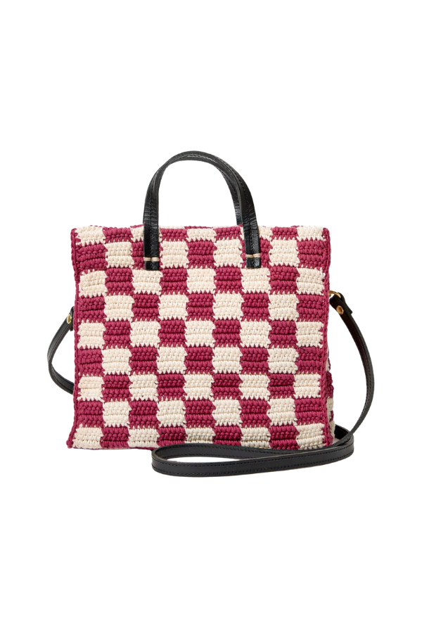 Petit Summer Simple Tote in Plummy/ Cream Mini Crochet Checker