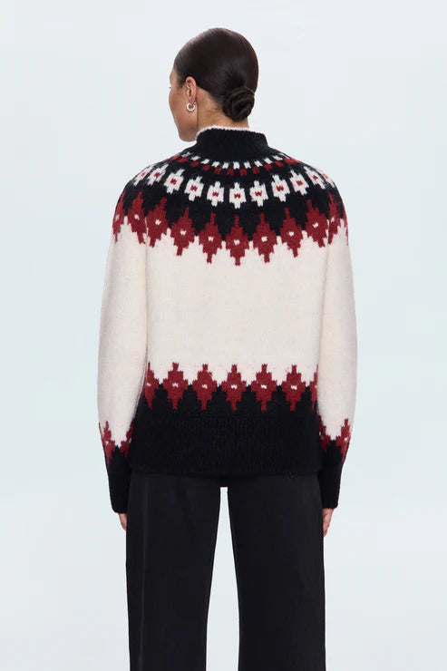 Astrid Sweater in White Oxblood Fair Isle