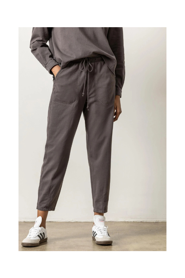 Tie Waist Utility Pant in Iron