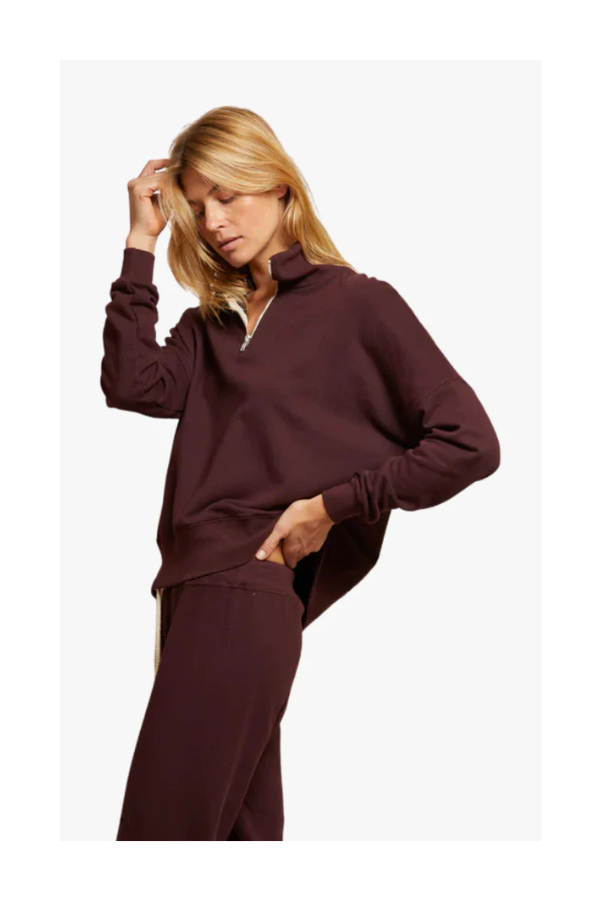 Maren French Terry Half Zip in Blackberry