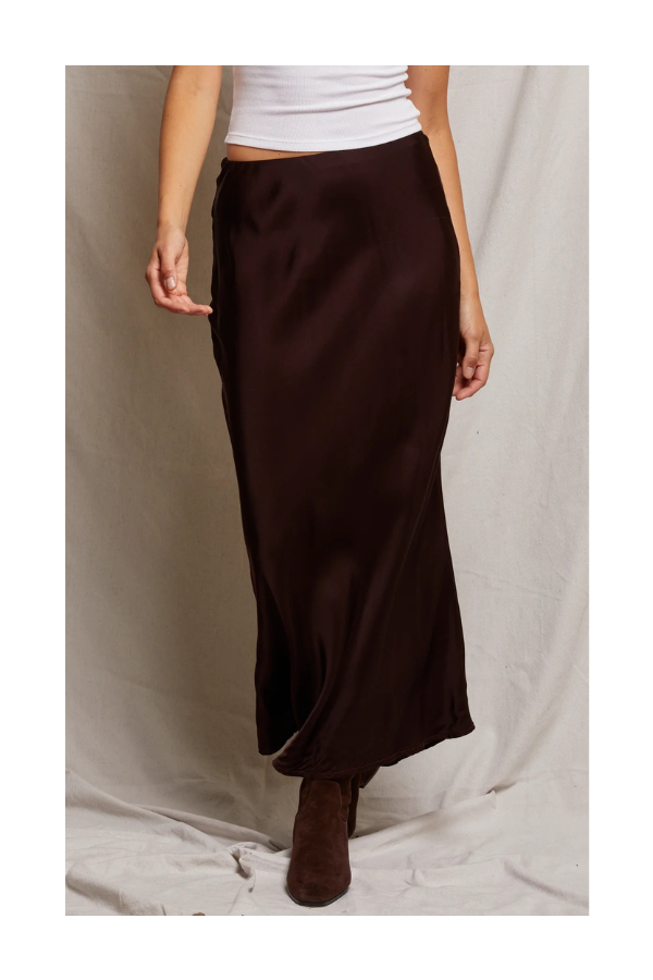 Genevieve Satin Slip Skirt in Blackberry