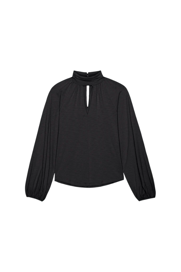 Rosalie Keyhole Blouse in Jet Black