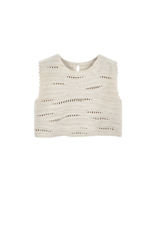 Marin Hand Macrame Top in Bone