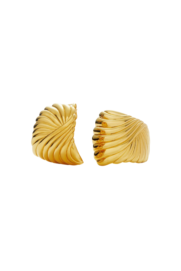 Wavy Ridge Ripple Oversized Stud Earrings