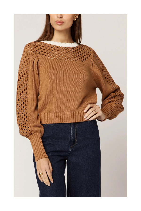 Anwen Sweater in Brown/Ivory