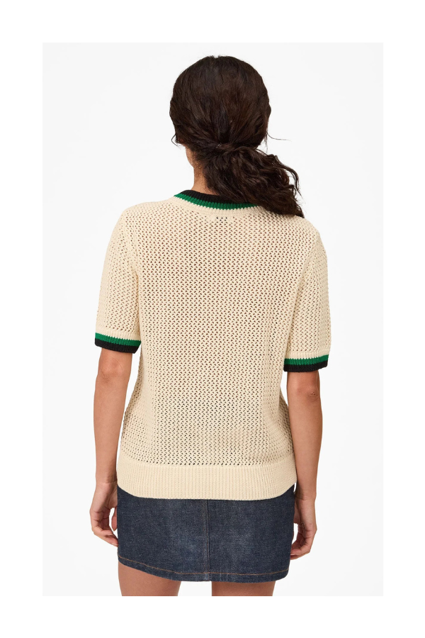 Luc Knit Tee in Cream w/ Green & Black Le Vibe