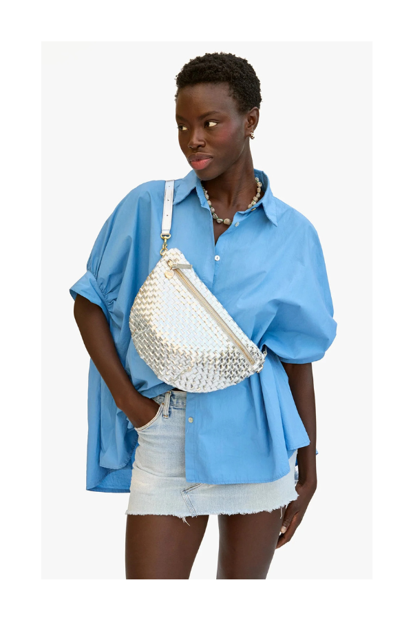 Grande Fanny in Silver Specchio Woven Checker