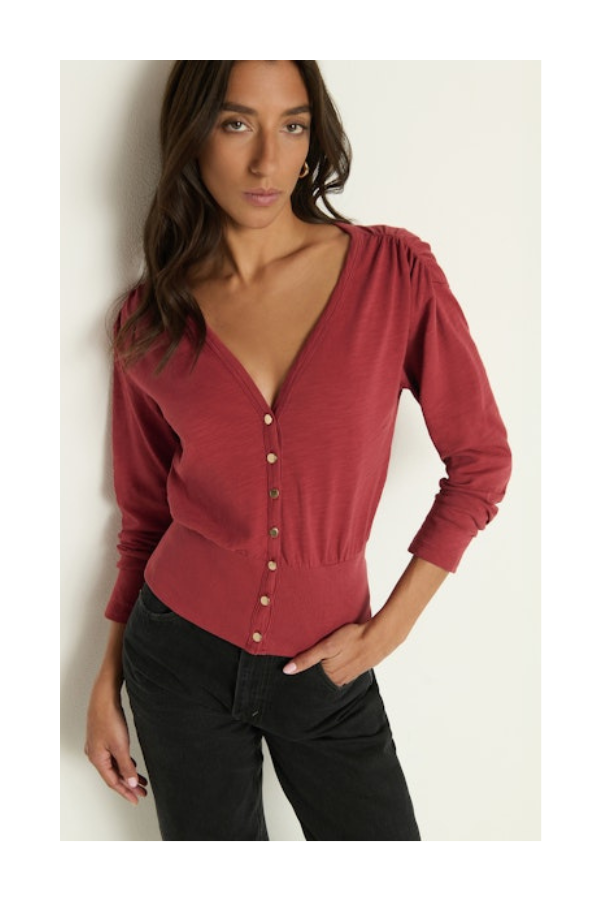 Colette Cardigan Top in Russet
