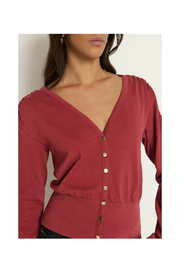 Colette Cardigan Top in Russet