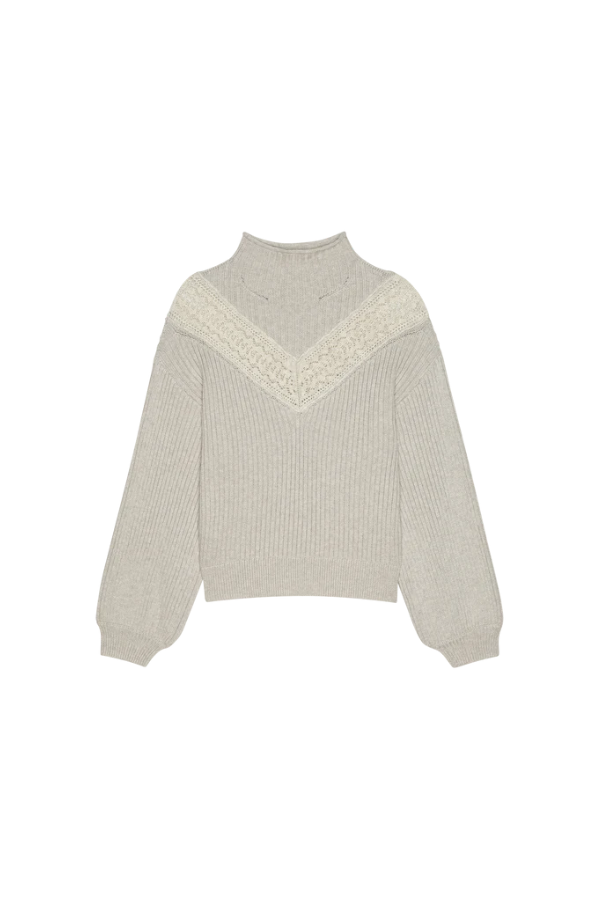 Cassandra Mock Neck Pullover in Heather Oatmeal