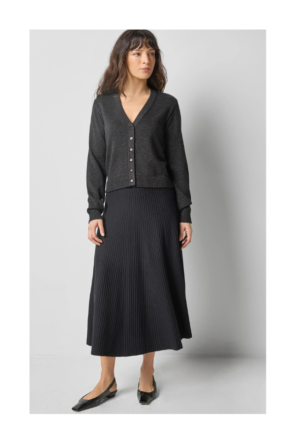 V-Neck Sparkle Cardigan in Black Sparkle