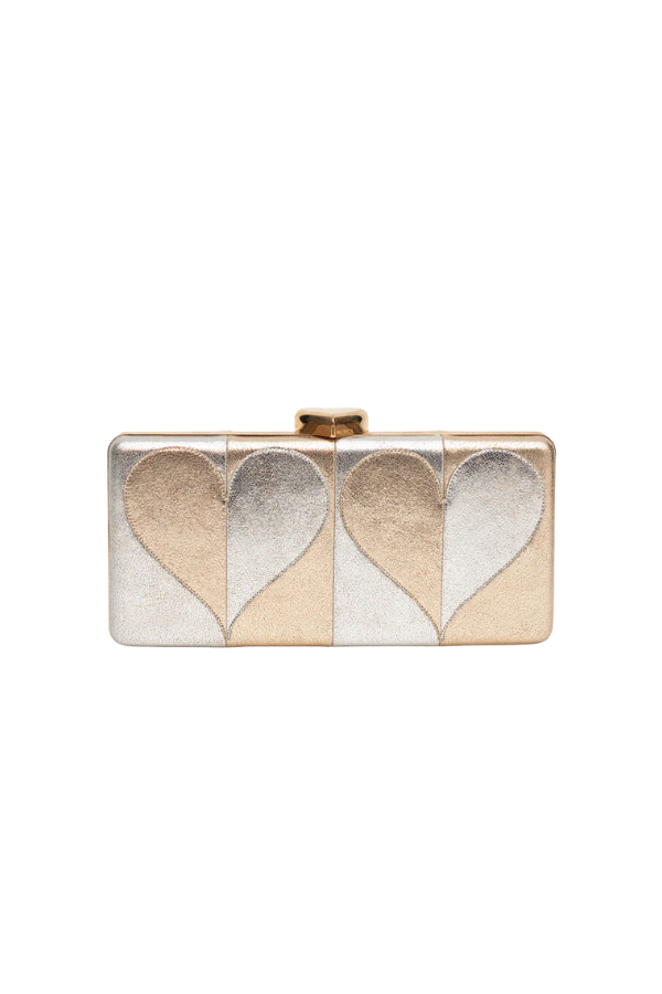 Mandy Rectangle Clutch in Platinum Gold