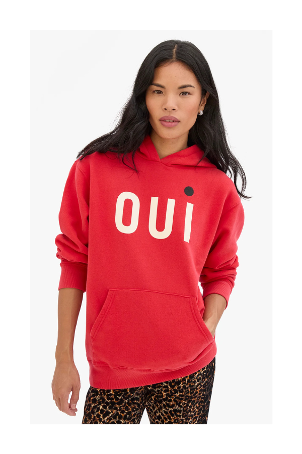 Oui Sweatshirt in Super Red w/ Cream & Black