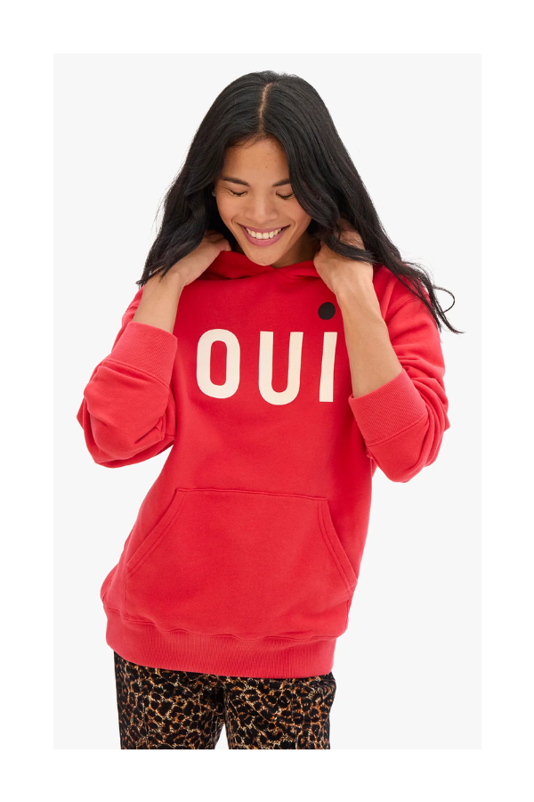 Oui Sweatshirt in Super Red w/ Cream & Black
