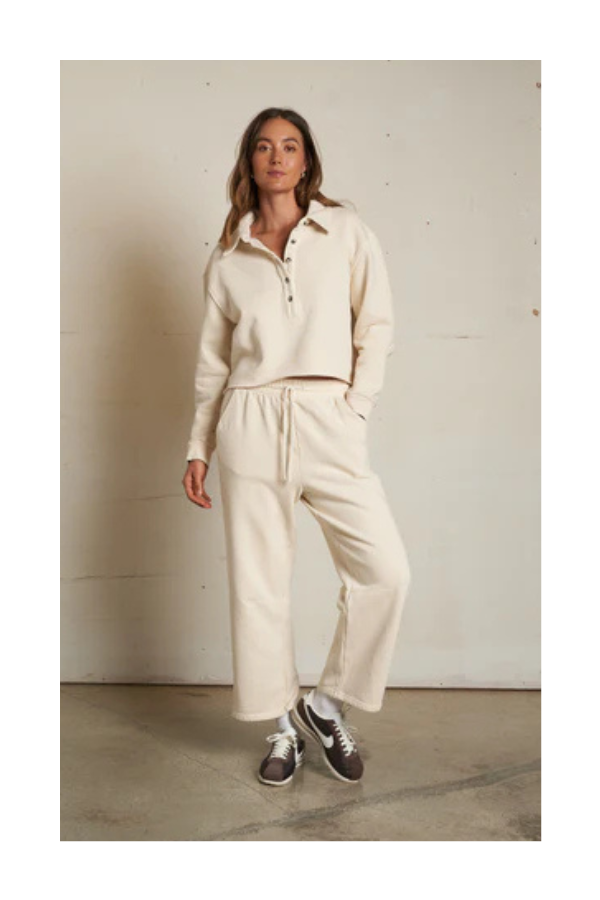 Fallon Structured Fleece Barrel Pants in Sugar