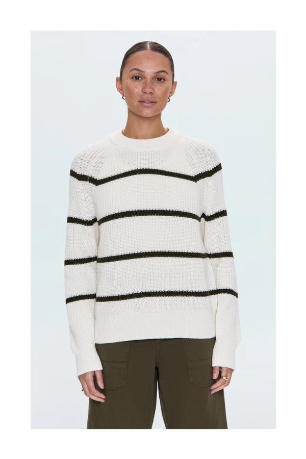 Edie Sweater in Olive Stripe