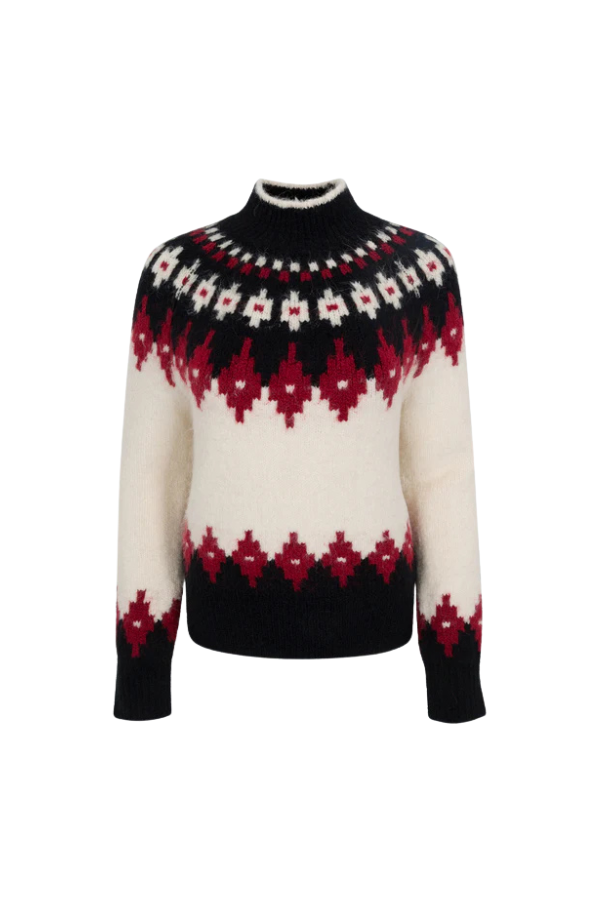Astrid Sweater in White Oxblood Fair Isle
