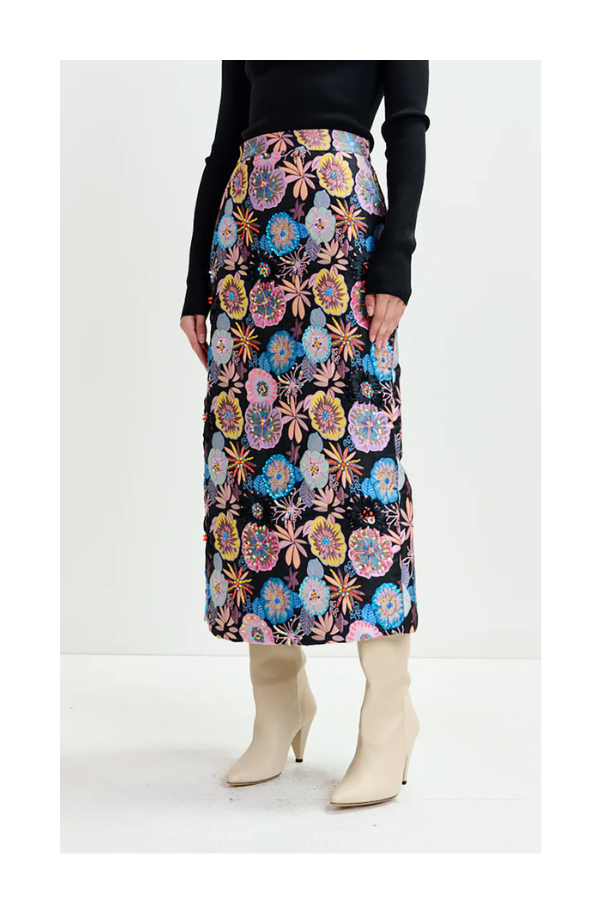 Ivymuse Embellished Skirt in Combo Black