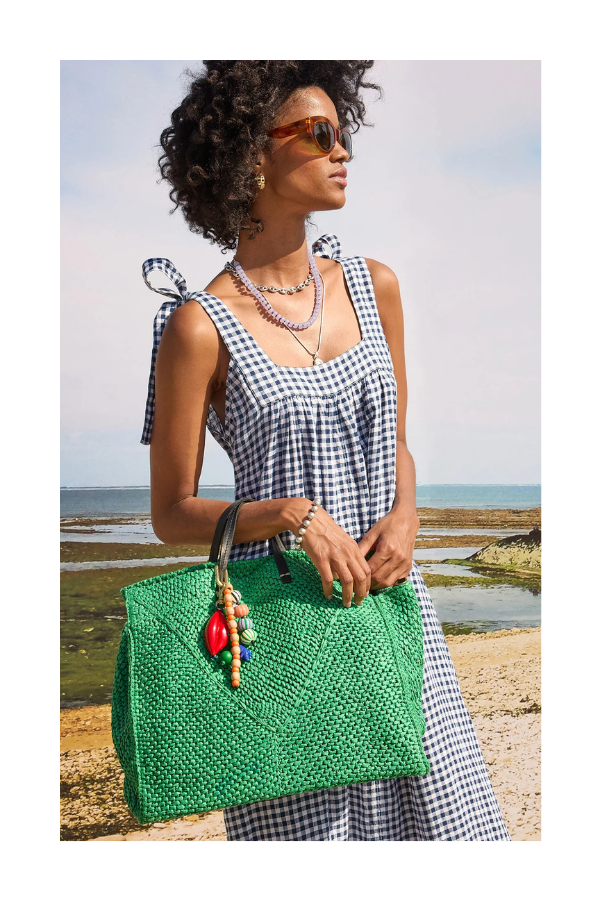 Summer Simple Tote in Green Apple Raffia