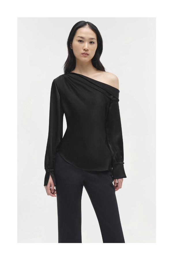 Alice One Shoulder Top in Black