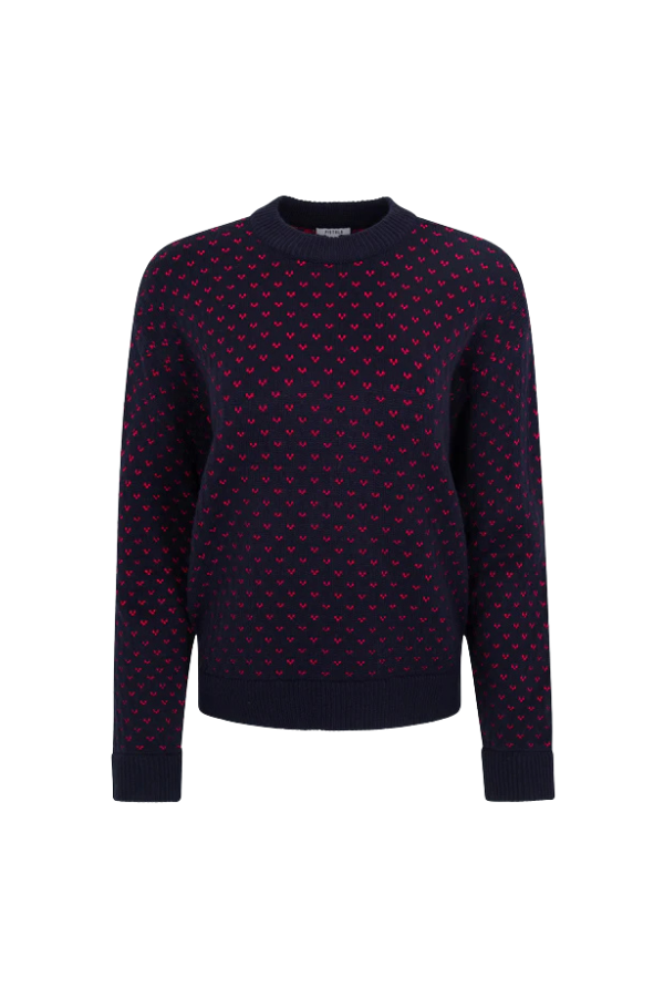 Hanna Sweater in Navy Red Hearts