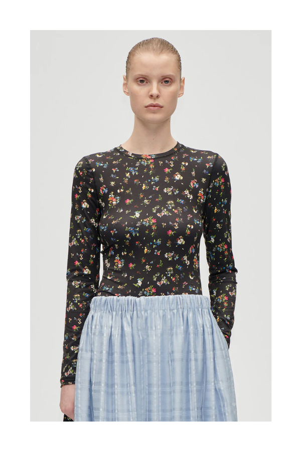 Elastic Long Sleeve Top in Magnolia Garden