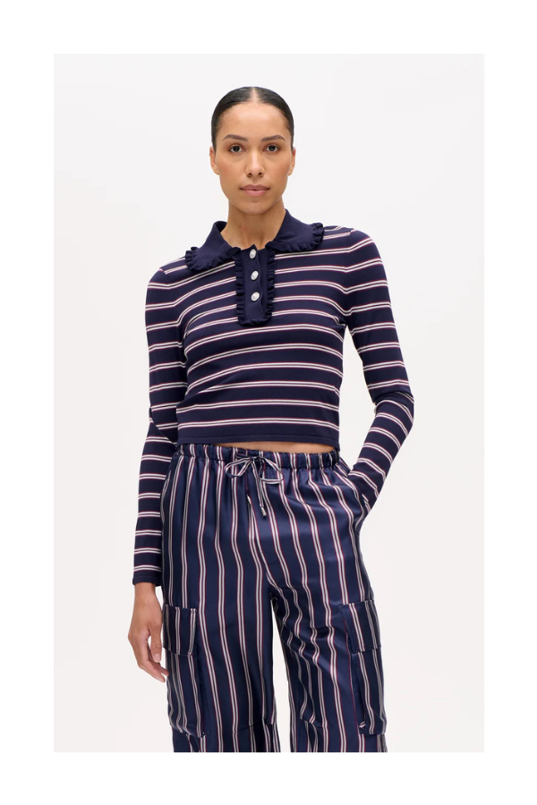 Catarin Sweater in Navy Plum Stripe