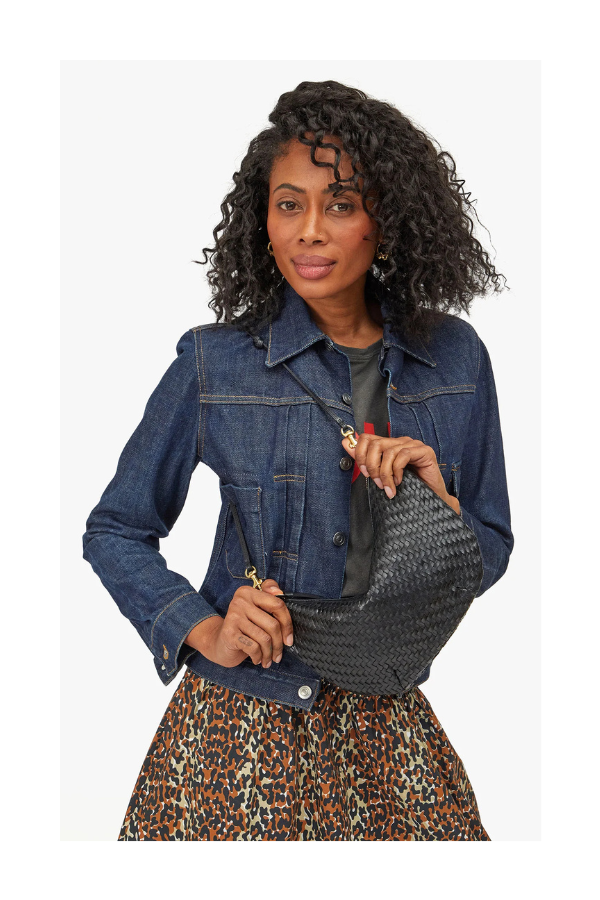 Lune in Black Woven Zig Zag