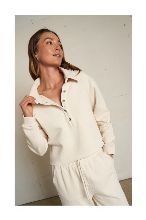 Vinny Heavier Fleece 3/4 Sweatshirt in Sugar