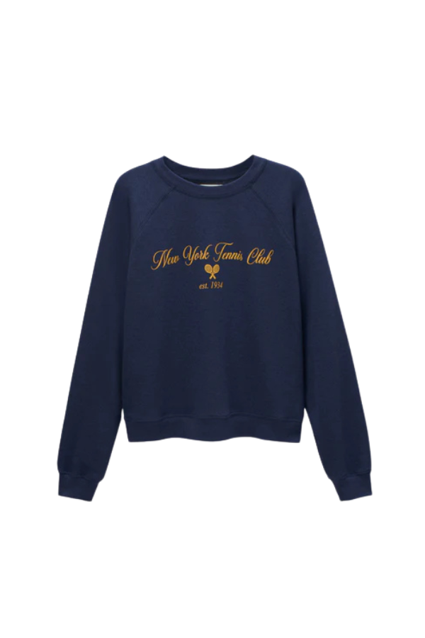 NY Tennis Club Raglan Crew in Navy Overdye