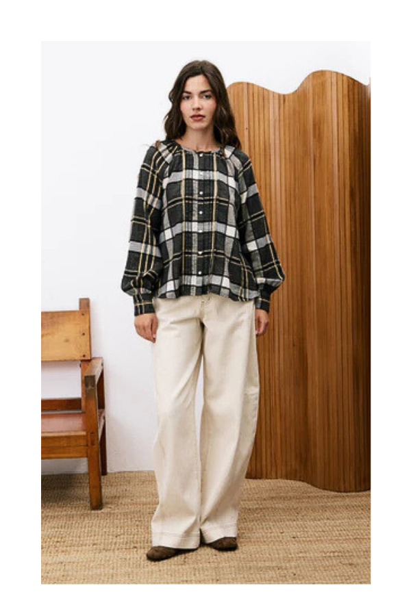 Plaid Noir Blouse