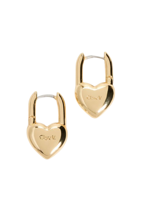 Puff Heart Huggie Earrings in Gold