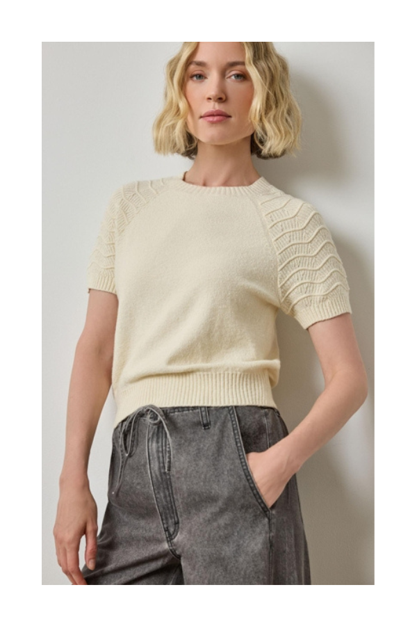 Textured Sleeve Sweater in Magnolia