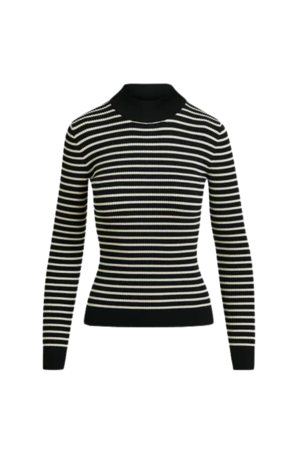 Striped Fit Pullover in Black Stripes