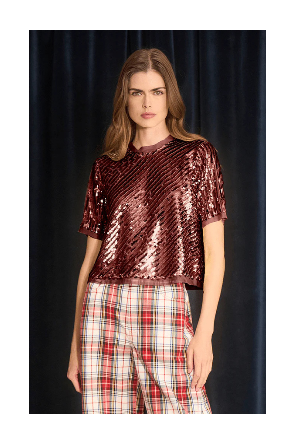 Pixie Top in Mulberry Sequin