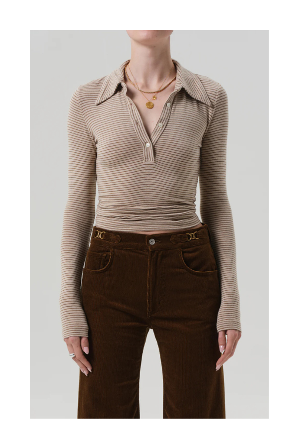 Shaea Polo In Chiltern and Oatmeal Stripe
