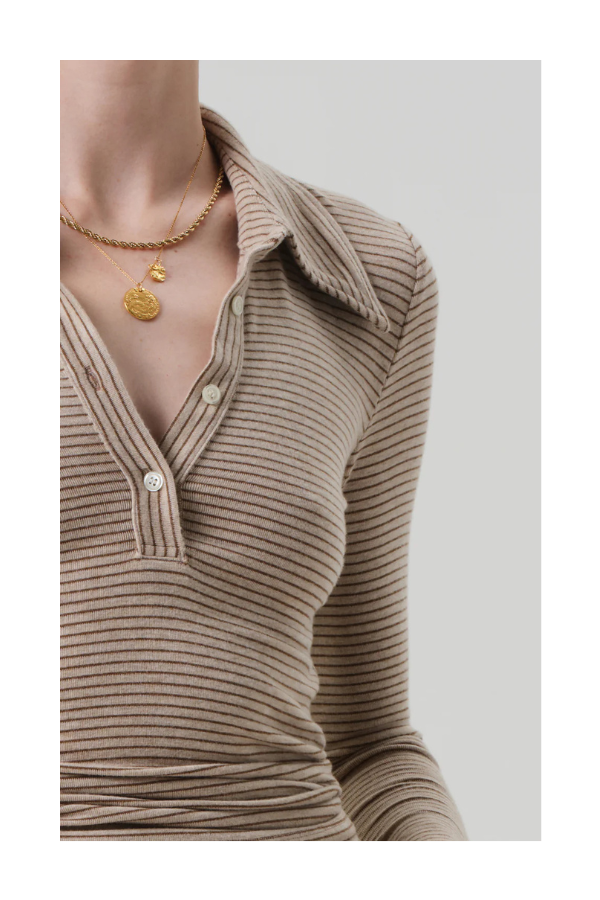 Shaea Polo In Chiltern and Oatmeal Stripe