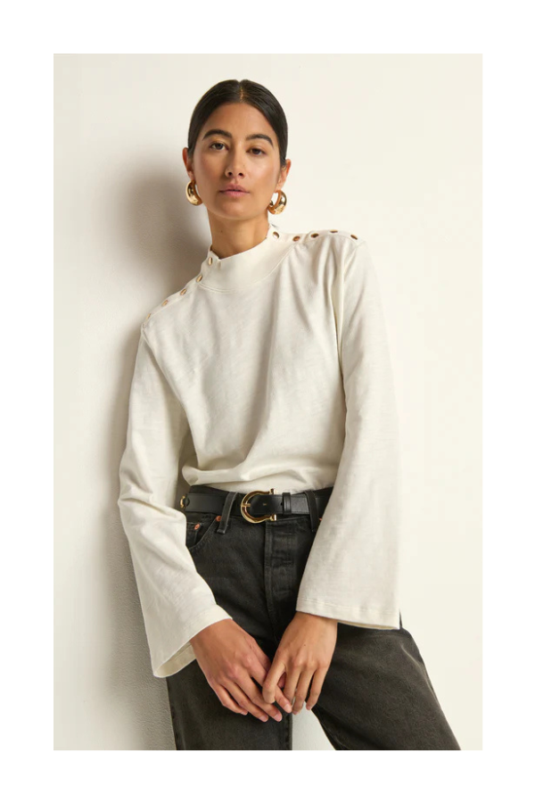 Neda Long Sleeve Shirt in Porcelain