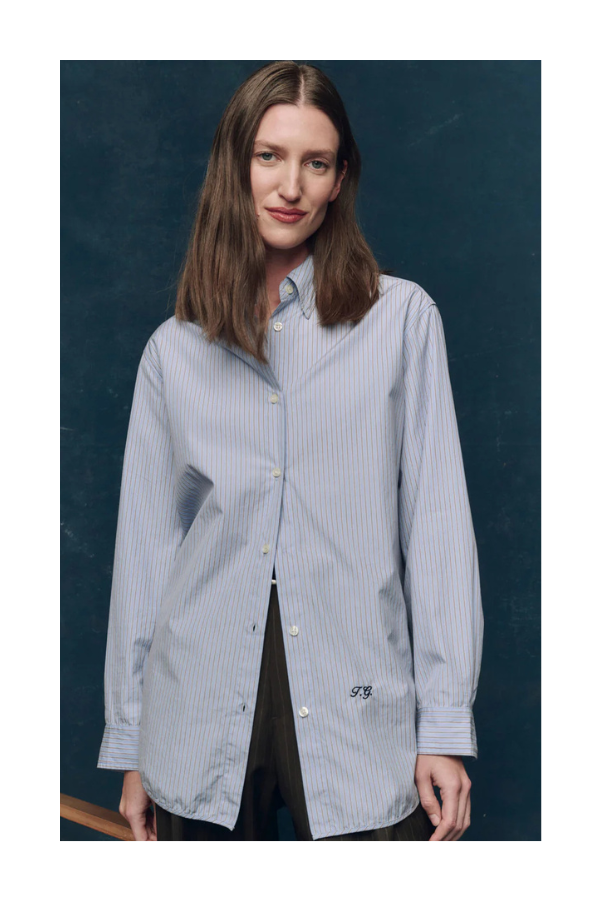 The Menswear Button Up in Alumni Stripe