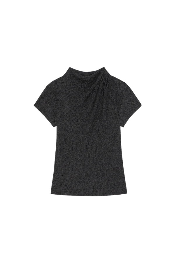 Katie Draped Top in Heather Charcoal