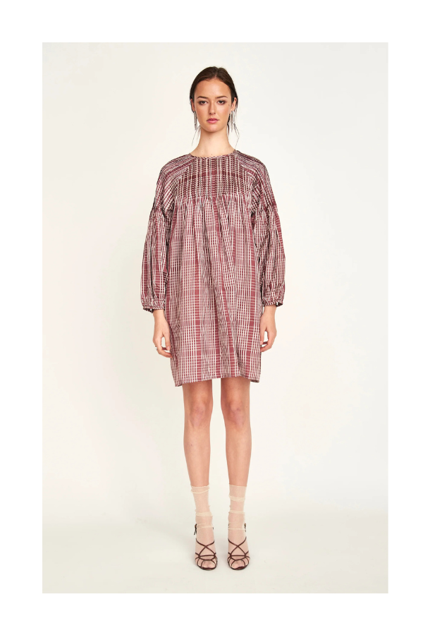 Kerala Dress in Merlot Plaid