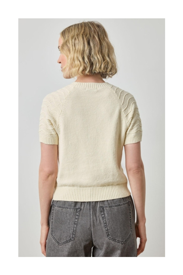 Textured Sleeve Sweater in Magnolia