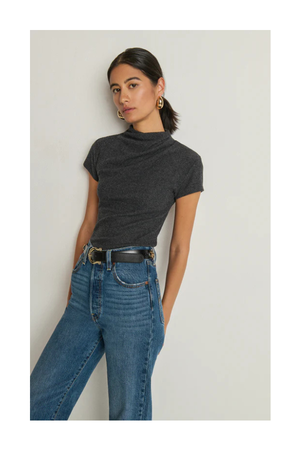 Katie Draped Top in Heather Charcoal