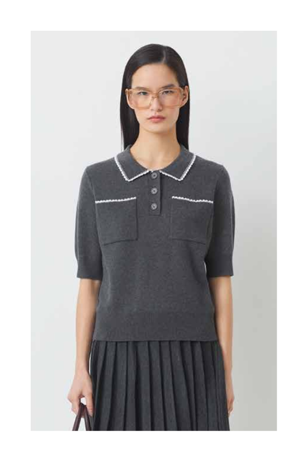 Polka Top in Carbone