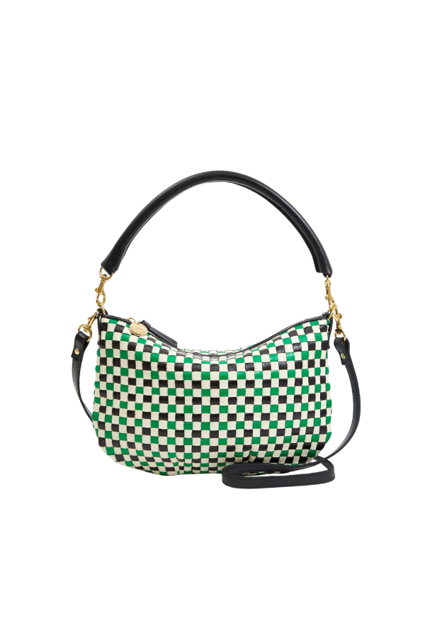 Petit Moyen Messenger in Green Apple Multi Woven Checker