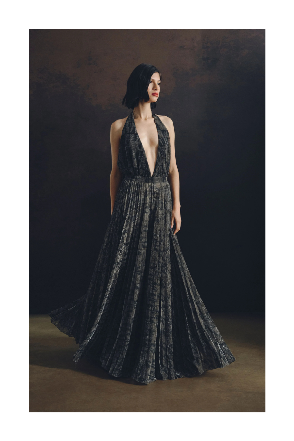 Waterfall Dress in Gold