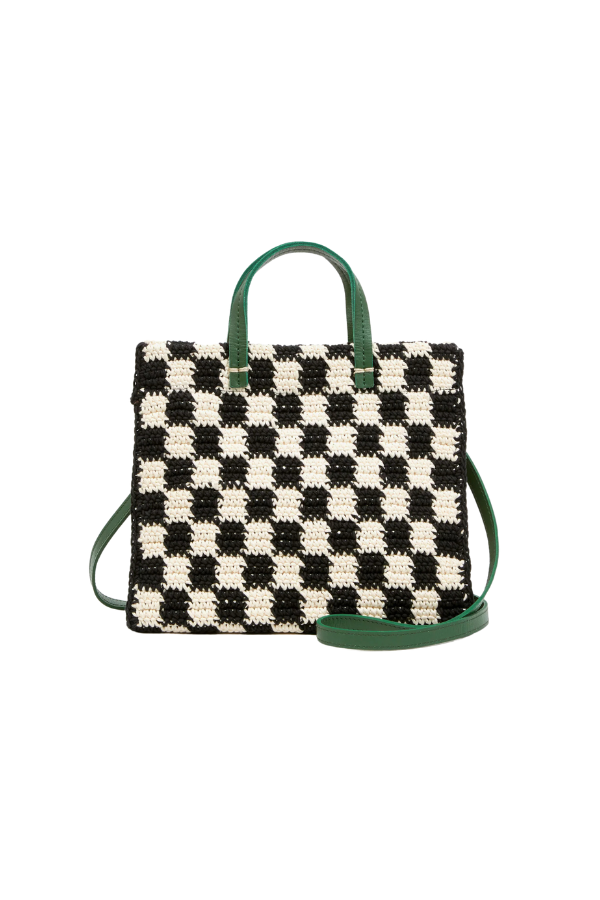 Petit Summer Simple Tote in Black & Cream Crochet Checker
