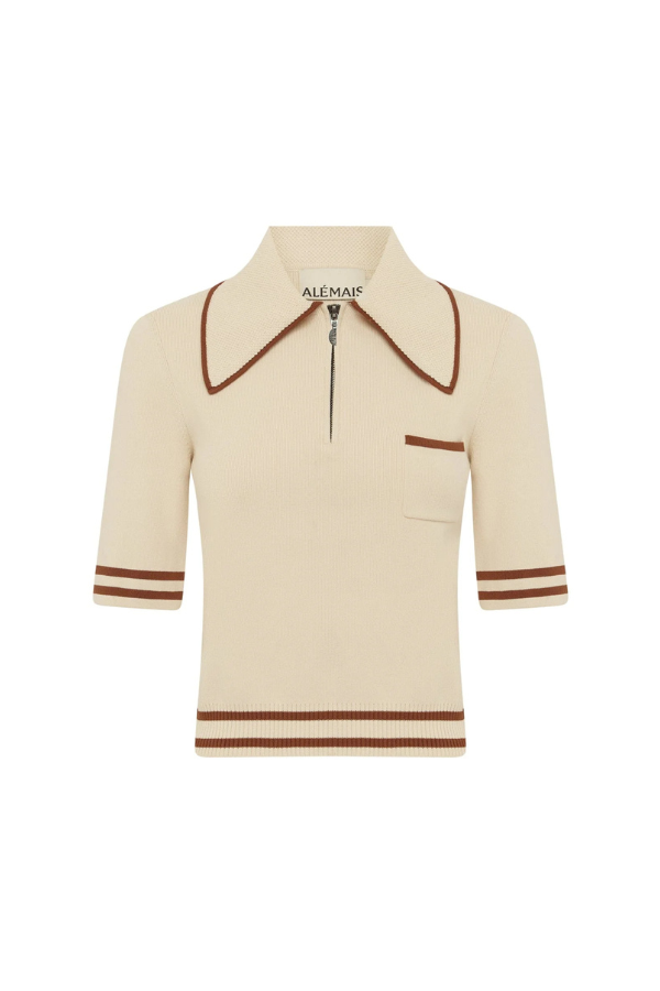 Sora Knit Polo in Cream